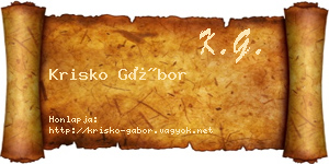 Krisko Gábor névjegykártya